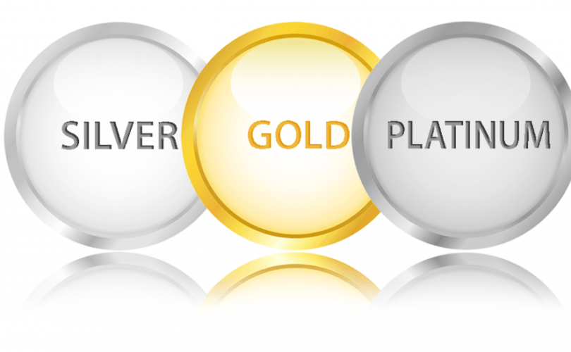 gold, silver,platinum